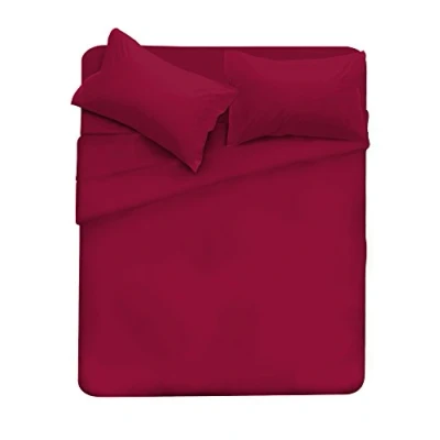 Afbeelding van Max Color Beddengoed set (plat 240x300, hoeslaken 170x200cm+2 kussenslopen 50x80cm), bordeaux, DOUBLE
