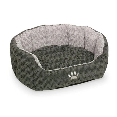 Afbeelding van Nobby Gewatteerd pluche ovaal bed Seoli, 86 x 70 24 cm, donkergrijs/lichtgrijs