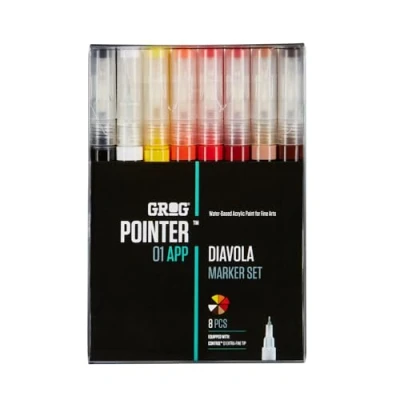 Afbeelding van Grog Pointer 01 APP Diavola Marker Set, Extra Fijne Punt 0,7 mm, verpakking van 8 stuks
