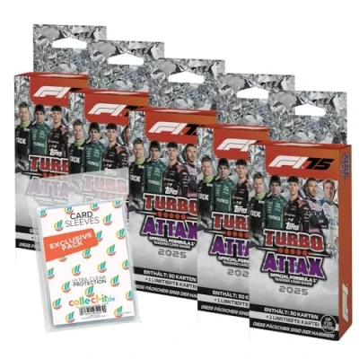 Afbeelding van Bundel met Topps Turbo Attax Formule 1 2025 Trading Cards + Exclusieve Collect it hoezen (5 blisters)