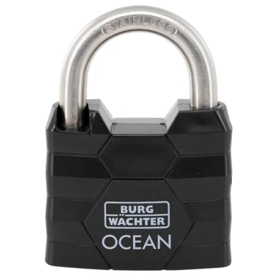 Afbeelding van BURG WÄCHTER Ocean 490 Ni 50 SB, hangslot met 2 sleutels, beugeldikte 8 mm, zeewaterdicht, massief messing behuizing, dubbel vergrendeld, zwart