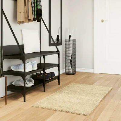 Afbeelding van Vloerkleed shaggy hoogpolig modern 60x110 cm goudkleurig