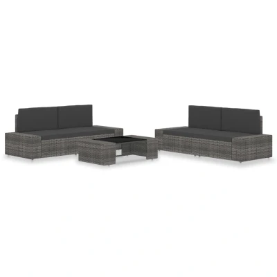 Afbeelding van 5 delige Loungeset poly rattan grijs