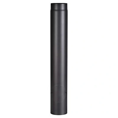 Afbeelding van FIREFIX R150/1R kachelpijp van 2 mm dik staal (rookbuis) in 150 diameter, voor kachels en haarden, Senotherm, zwart, 1000 lang met reinigingsdeur