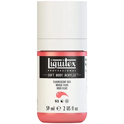 Afbeelding van Liquitex 1959983 Professionele acrylverf voor zachte huid kunstenaarsverf in romige, ondoorzichtige consistentie, hoge pigmentatie, lichtecht en verouderingsbestendig, fles van 59 ml fluor rood