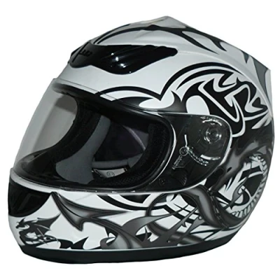 Afbeelding van protectWEAR Motorhelm, integraalhelm, drakendesign (grijs/wit), M