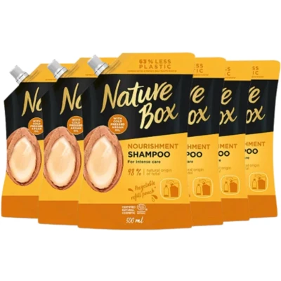 Afbeelding van Nature Box Argan Shampoo Refill Haarverzorging Voordeelverpakking 6 x 500 ml