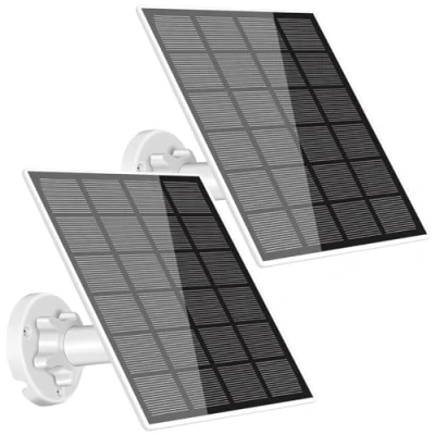 Afbeelding van Zonnepaneel voor beveiligingscamera, 5 W, USB zonnepaneellader, IP65, waterdichte zonnelader met 360 verstelbare montage, 2,8 m, micro poort, oplaadkabel, C poort (2 stuks)