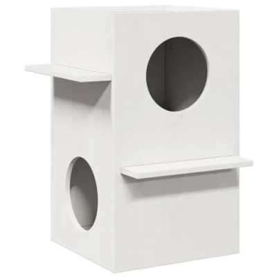 Afbeelding van Kattenhuis 43x43x60 cm massief grenenhout wit