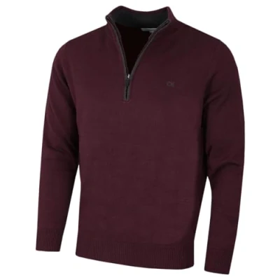Afbeelding van Calvin Klein Golf Heren Chunky Cotton 1/2 Zip Sweater Frans bordeaux XL