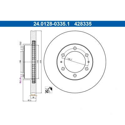 Afbeelding van Remschijf ATE 24.0128 0335.1