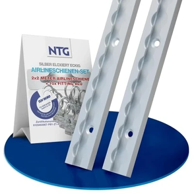 Afbeelding van NTG 2 stuks van elk m Airline rail hoekig met gaten 1975 mm 10 aluminium fitting voordeelset