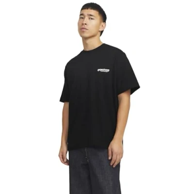 Afbeelding van Jack &amp; Jones Jcounion BACK Print TEE CREW Tshirt print, Heren, Maat: XS, Black