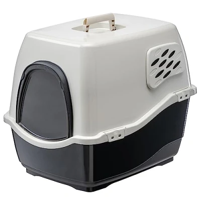 Afbeelding van Ferplast Kattenbak met Deksel, BILL, Kattenbak, Kap, 2 Anti Geurfilters, 50 x 40 h 42 cm, Verduisterde Deur en Handvat