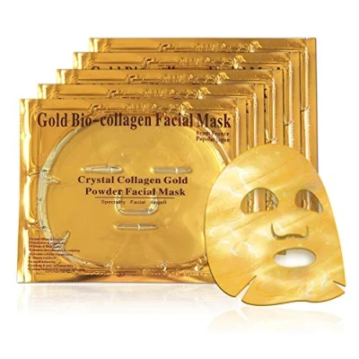 Afbeelding van LeSB 5 stuks 24 K gouden gel collageen gezichtsmaskers vel patch anti aging puffiness huid rimpel hydraterend, voor diepe weefselverjonging, lente zomer koel gevoel