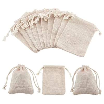 Afbeelding van NBEADS 10 Pcs Kleine Trekkoord Jute Gift Tassen Sieraden Zakjes Bruiloft Zakken Party Gunst Tassen, 9X 8 cm