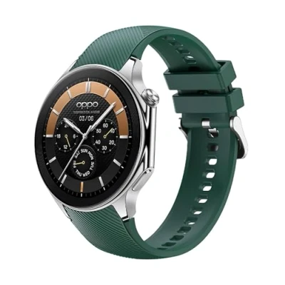 Afbeelding van GIOPUEY Armband compatibel met OnePlus Watch 2 / Oppo X, zachte siliconen armband, slijtvast, ademend, legergroen