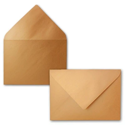 Afbeelding van FarbenFroh metallic enveloppen, metallic, 50 stuks, glanzend, DIN C5 enveloppen 22,9 x 16,2 cm, natte plakrand zonder venster, Kerstmis, wenskaarten
