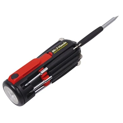 Afbeelding van APOLLO TOOLS Original Mr. 7 Hands, Multi Schroevendraaier Handgereedschap, All in One Gepatenteerde schroevendraaier, 8 schroevendraaiers 1 gereedschap met werklamp en zaklamp DT1719