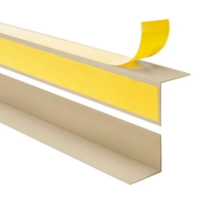 Afbeelding van Quest PVC randbeschermhoek, randbeschermlijst, zelfklevend hoekprofiel, met plakband aan de buitenkant, 15 x mm, 100 cm, beige