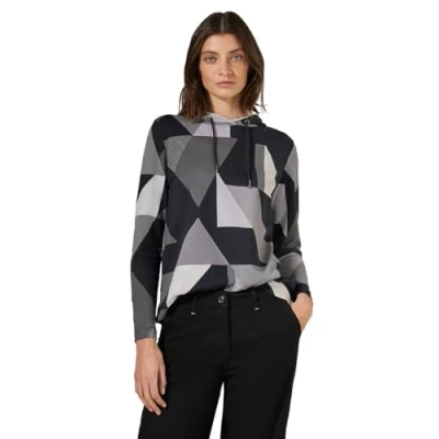 Afbeelding van Cecil Gemustertes Longsleeve, Dames, Maat: Large, Schwarz