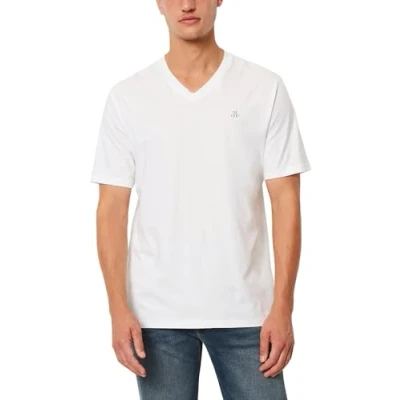 Afbeelding van Marc O&#039;Polo Short Sleeve V NECK LOGO Tshirt basic, Heren, Maat: XS, White