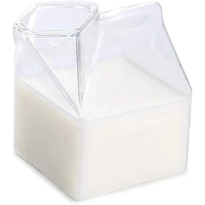 Afbeelding van Melkglas mok 250ml transparante onregelmatige vorm koffiemelk water glazen pourer kartonnen houder melkkannetje glas