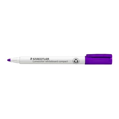 Afbeelding van STAEDTLER Whiteboard Marker Lumocolor Compact, universele punt voor variabele lijnbreedtes (ca. 1 2 mm), droog en zonder resten schoon te maken, set met 10 stuks, kleur paars, 341 6