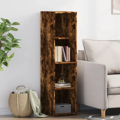 Afbeelding van Hoge kast 30x41x124 cm bewerkt hout gerookt eikenkleurig