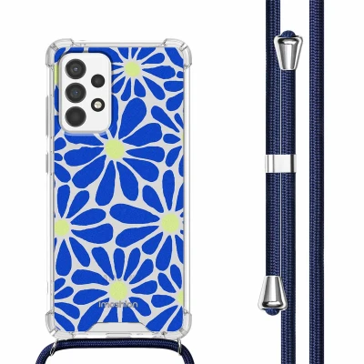 Afbeelding van Samsung Galaxy A53 Hoesje Kunststof iMoshion Softcase/Koordhoesje/Backcover Cobalt Blue Flowers Connect Telefoonhoesje
