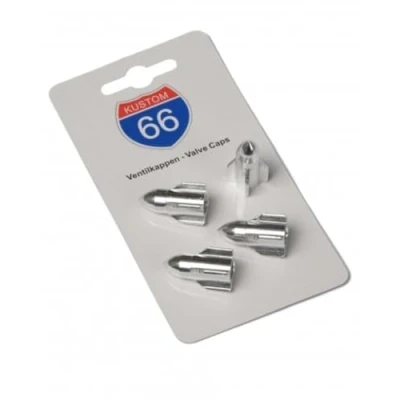 Afbeelding van 4 delige set ventieldoppen &quot;Rocket&quot; in zilver