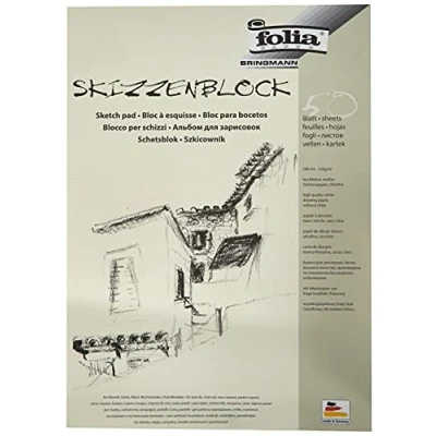 Afbeelding van folia 8304 Schetsblok, DIN A4, 120 g/m², wit, 50 vellen, zeer fijn, wit tekenpapier, chloorvrij