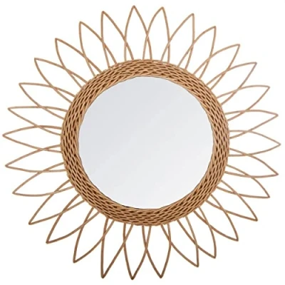 Afbeelding van Atmosphera Wandspiegel bloem rotan D50 cm bohemian/boho spiegel Spiegels