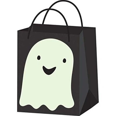 Afbeelding van Amscan Snoepzakje Ghost Halloween 16 X 22 Cm Papier Zwart/wit