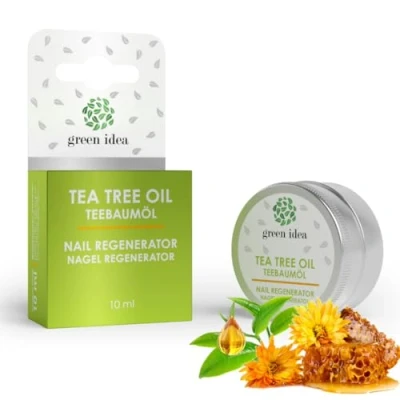 Afbeelding van green idea Tea tree Oil Nagelcrème voor beschadigde, gespleten en kwetsbare nagels regenererend zakformaat 10 ml (20 ml)