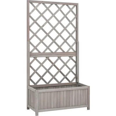 Afbeelding van vidaXL Latwerkplantenbak 70x30x135 cm massief vurenhout grijs