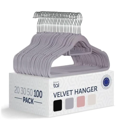Afbeelding van Blumtal Kledinghangers Velvet Fluweel Grijs Set van 100