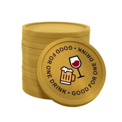 Afbeelding van CombiCraft Good for one drink consumptiemunt Ø29mm enkelzijdig bedrukt goud 100 stuks