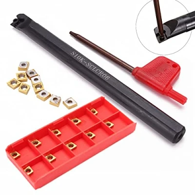 Afbeelding van Maizoon CNC draaibank draaien gereedschapshouders S10K SCLCR06 + 10 stks CCMT060204 HM YBC251 Inserts moersleutel hoge grip, slagvastheid en sterke gereedschap DZ08