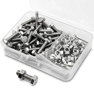 Afbeelding van M5 * 10mm 80 Stuks 304 Roestvrijstalen Zeskantbouten Bouten en Moeren Set, Machineschroeven