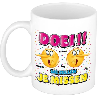 Afbeelding van Bellatio Decorations cadeau mok voor collega afscheid keramiek 300 ml we zullen je missen feest mokken