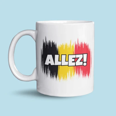 Afbeelding van NietMokken.be Allez! Mok Grappige Belgische Beker vlag Leuk als cadeau Originele koffiemok 325 ml Keramiek Vaatwasser en magnetronbestendig Keramische tas