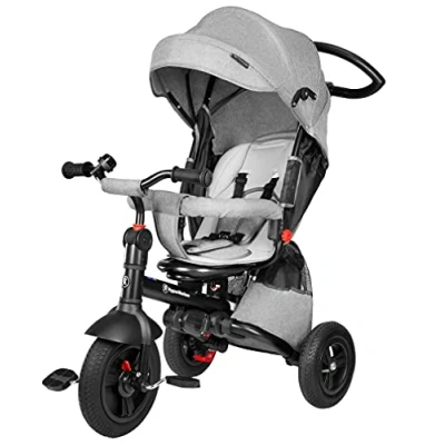 Afbeelding van Kinder Driewieler Hyper Motion Tobi Velar Grijs kinderfiets 1 2 drie jaar met duwstang stok jongens baby driewielers jongen meisje peuter comfort 4 in voor peuters kind kinderen tot 5 luchtbanden meisjes fietsje stuurstang