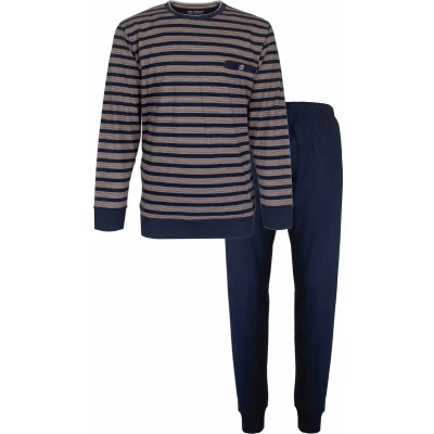 Afbeelding van Paul Hopkins Heren Pyjama Gestreept Blauw. Maat S