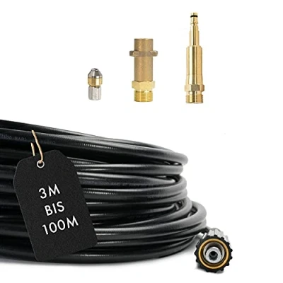 Afbeelding van Reinigingsslang voor Kärcher HD HDS en anderen met aansluiting 1/8&quot; AG: M22 x 1,5 IG &amp; bajonetadapter adapter Quick Click roterende reinigingssproeier buizen (50 meter)