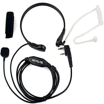 Afbeelding van Retevis Radio&#039;s Strottenhoofd Microfoon Headset 2 Pins PTT Portofoon Oortjes Walkie Talkie Compatibel met RT24 RT27 RT622 RT28 Baofeng BF 88E UV 5R Kenwood (1 PC.)