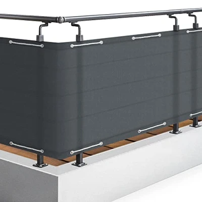 Afbeelding van Sol Royal SolVision Balkonscherm 90x500ccm Ondoorzichtige Balkondoek Antraciet Windscherm met Ogen en Snoer Balkonafdekking PB2 PES