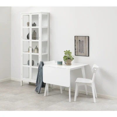 Afbeelding van Eetafel Elev 80x80 cm wit gelakt mdf met aanhangblad