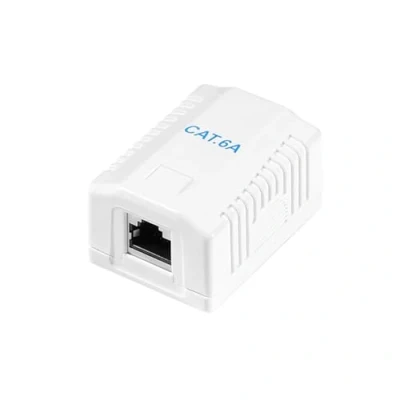 Afbeelding van Faconet CAT 6A aansluitdoos opbouwdoos 1x RJ45 STP netwerkcontactdoos opbouw afgeschermd 10 Gigabit 500 MHz universele AWG 22 26 cat7