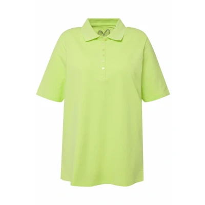 Afbeelding van Ulla Popken Grandes Tailles DE Manches Courtes Poloshirt, Dames, Maat: 46/48, vert citron